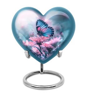 Urna de mariposa sentada en flor de 10 pulgadas-para cenizas, urnas grandes para cenizas humanas Urna de cremación azul - Product Image 1