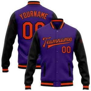 Directo industria al por mayor casual invierno personalizado Royal Orange-Navy 3D patrón diseño bombardero Full-Snap Varsity Letterman chaqueta - Product Image 6