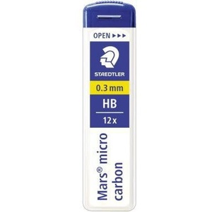 Feinmine STAEDTLER Mars Micro Carbon 250 0.3mm HB Minas de lápiz negras, paquete de 12 - Product Image 1