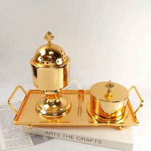 On Sale Hot Selling <b>Bakhoor</b> <b>Burner</b> Set Incense <b>Burner</b> Mabkhara Religious Incense Arabic <b>Burners</b> Tray Set Customized Design - Product Image 4