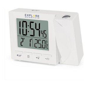 Reloj Despertador Multifunción de Especialidad con Control Remoto por Radio, Color Blanco, Modelo RDP1001WHT de Explore Scientific - Product Image 1