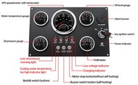 Panel Instrumen Cluster 5-Gauge LED Merah 12V Kondisi Baru untuk Kapal Laut Mobil Kompatibel dengan Set Pengukur Oli
