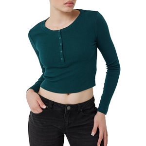 T-shirts tricotés à manches longues et col rond pour jeunes femmes de BD Clother avec une qualité orientée vers l'exportation 100% - Product Image 4