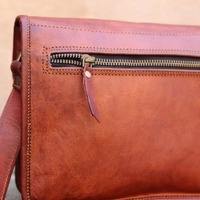 Bolso de Mensajero de Cuero Genuino Marrón para Mujer, Estilo Vintage, Bolso Cruzado, Bolso Pequeño, Bolso de Mano con Cremallera y Correa Ajustable - Product Image 3