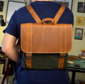 Sac à dos en toile de cuir de qualité supérieure, doux, écologique, élégant, pour les voyages en plein air, le travail, l'école, la randonnée, unisexe, durable, multi-poches, CBP-0130 - Product Image 1