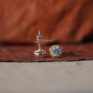OEM ขายส่ง1.0 CT รอบตัดห้องปฏิบัติการปลูกเพชร Halo STUD ต่างหู CVD ได้รับการรับรองของขวัญครบรอบปีที่ทองสีเหลือง - Product Image 4