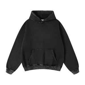 2025, venta al por mayor, Sudadera con capucha lavada con ácido para hombre, informal, de Color sólido, 100% algodón, transpirable y de gran tamaño, sudaderas con capucha para hombre - Product Image 2