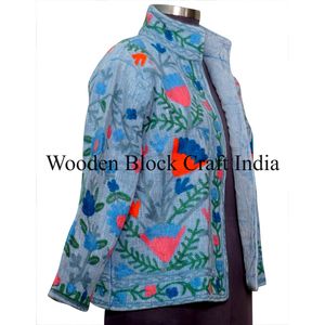 Handcrafted Knitted Quilted Cotton Suzani Jacket Boho Tribal Reversible Festival Fashion Ethnic Embroidery Wholesale Jackets - Product Image 4