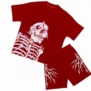 Ensemble streetwear : T-shirts oversize et pantalons évasés amples, impression DTF avec strass, option logo personnalisé, grandes tailles - Product Image 2