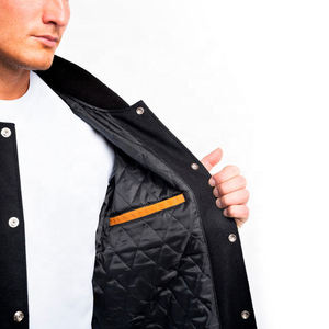 Corps en laine noir personnalisé et manches en cuir Old Gold Sleeves Letterman Coat Vestes Letterman Varsity Coat Jacket - Product Image 5