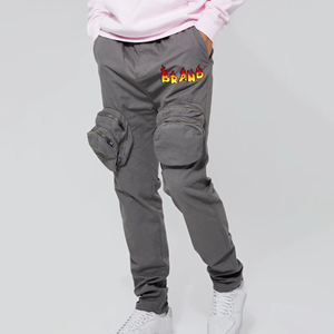Pantalons de survêtement pour hommes de haute qualité logo personnalisé imprimé couleur gris uni avec poches zippées latérales et avant pantalons de survêtement pour hommes Streetwear - Product Image 6