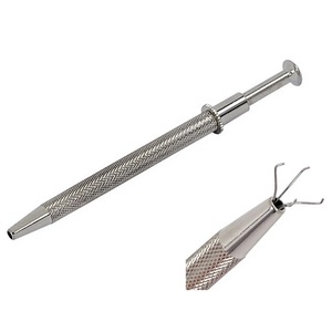 JIPSY Pen Style Diamond Gemstone Ball <b>Grabber</b> Piercing <b>Tool</b> Chrome Finish Pocket Design Stainless Steel 4 Prong Gem Holder - Product Image 2