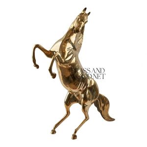 Escultura de caballo de latón antiguo hecha a mano, figurita decorativa, diseño de cría para decoración del hogar de lujo, adorno coleccionable artístico - Product Image 4