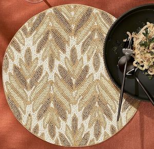 Best Theme Design Glass Beads <b>Placemat</b> Best for Parties and Other Functions Tableware Decorative Design <b>Rounded</b> <b>Placemat</b> Design - Product Image 6