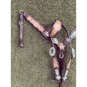 Cabecera ecuestre occidental hecha a mano y cuello de pecho Equipo de carreras de barril más vendido a precio mayorista Cuero puro - Product Image 1