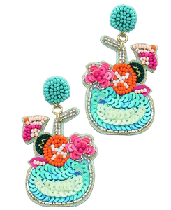 Boucles d'oreilles pendantes de luxe brodées à la main avec des perles de rocaille, magnifiquement personnalisées, bijoux de cocktail multicolores - Product Image 1