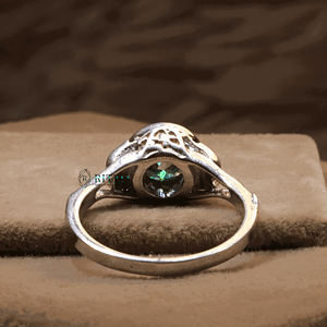 Anillo de compromiso de estilo solitario de diamante de corte redondo azul para mujer - Product Image 2