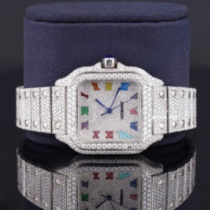 Luxe hommes Moissanite glacé Buss vers le bas montre personnalisé analogique cadran en verre affichage montre rappeur bijoux cadeau pour lui - Product Image 1