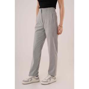 Pantalones Grises de Mujer Lustrin con Doble Pliegue - Pantalones Casuales al por Mayor para Damas, Mezcla de Poliéster, Poliviscosa y Elastano - Product Image 1