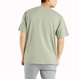 T-shirt uni imprimé de logo personnalisé à manches courtes en coton vierge grande taille T-shirts pour hommes T-shirt à épaules tombantes pour hommes - Product Image 2