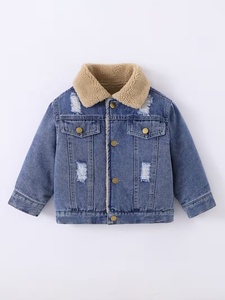OEM <b>Men's</b> High Street Winter Denim Faux <b>Shearling</b> Collar Ripped Distressed Breathable Casual Outwear Button up Coat - Product Image 1