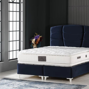 Tête de lit en tissu doux bleu rembourré en mousse Design moderne pour chambre à coucher type 3 - Product Image 1