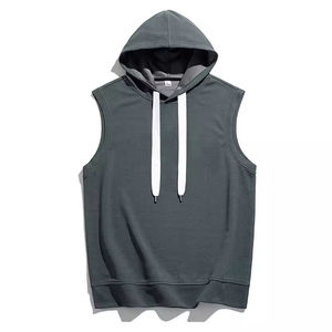 Vêtements de sport sweats à capuche sans manches séchage rapide 100% coton biologique léger musculation vêtements de sport personnaliser Logo hommes Streetwear - Product Image 1