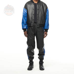 Chándal de cuero para correr de alta calidad para hombre, recién llegado, conjunto de 2 piezas, venta al por mayor, marca personalizada, ropa de calle, chándal de cuero - Product Image 1