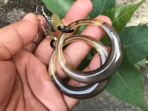 Boucles d'oreilles Matisse en corne de buffle véritable Femme Long Statement Animal Nautical Style Fashion Jewelry Poli Natural Souvenir - Product Image 6