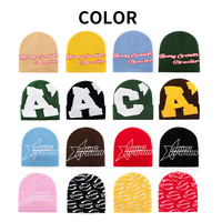 Bonnet tricoté unisexe d'hiver en gros, 100 % acrylique, grand logo, motif toile d'araignée, tendance, coupe-vent et imperméable