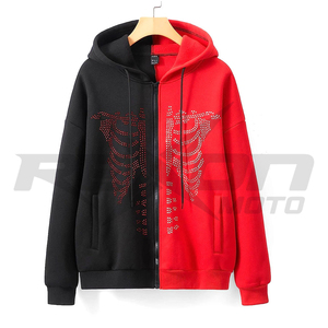 Sudadera con capucha para hombre y mujer, prenda deportiva de manga larga con estampado de Rib y diamantes de imitación, hombros caídos, cordón ajustable, Color personalizado, estilo Casual - Product Image 1