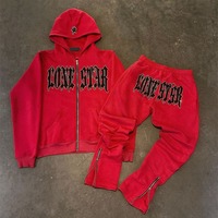 Conjunto de Sudadera con Capucha y Pantalón de Chándal Unisex Talla Grande XXL Personalizado con Pedrería, Transpirable, Elástico en Cuatro Direcciones, Grueso, con Cremallera y Corte Acampanado para Invierno