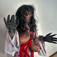 Masque de zombie fantôme animatronique avec vêtements d'horreur pour Halloween pour les maisons hantées, les centres commerciaux, les aéroports, les garderies et les jardins d'enfants