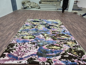 Alfombra moderna de lana/seda hecha a mano de lujo para sala de estar, dormitorio, Alfombra de lana de alta calidad hecha a mano - Product Image 5