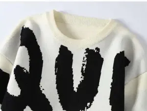 Otoño nuevo lado alto en relieve personalizado hombres camiseta suelta manga larga Casual cuello pulóver suéter sólido sudaderas con capucha - Product Image 2