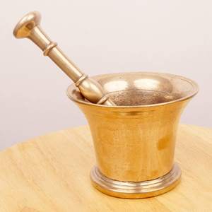 Bronze Kansa Herb & Spice Outils Ail Gingembre Mortier Pilon Ensemble Métal Pilon pour Broyage Épices Laiton Matériel - Product Image 2