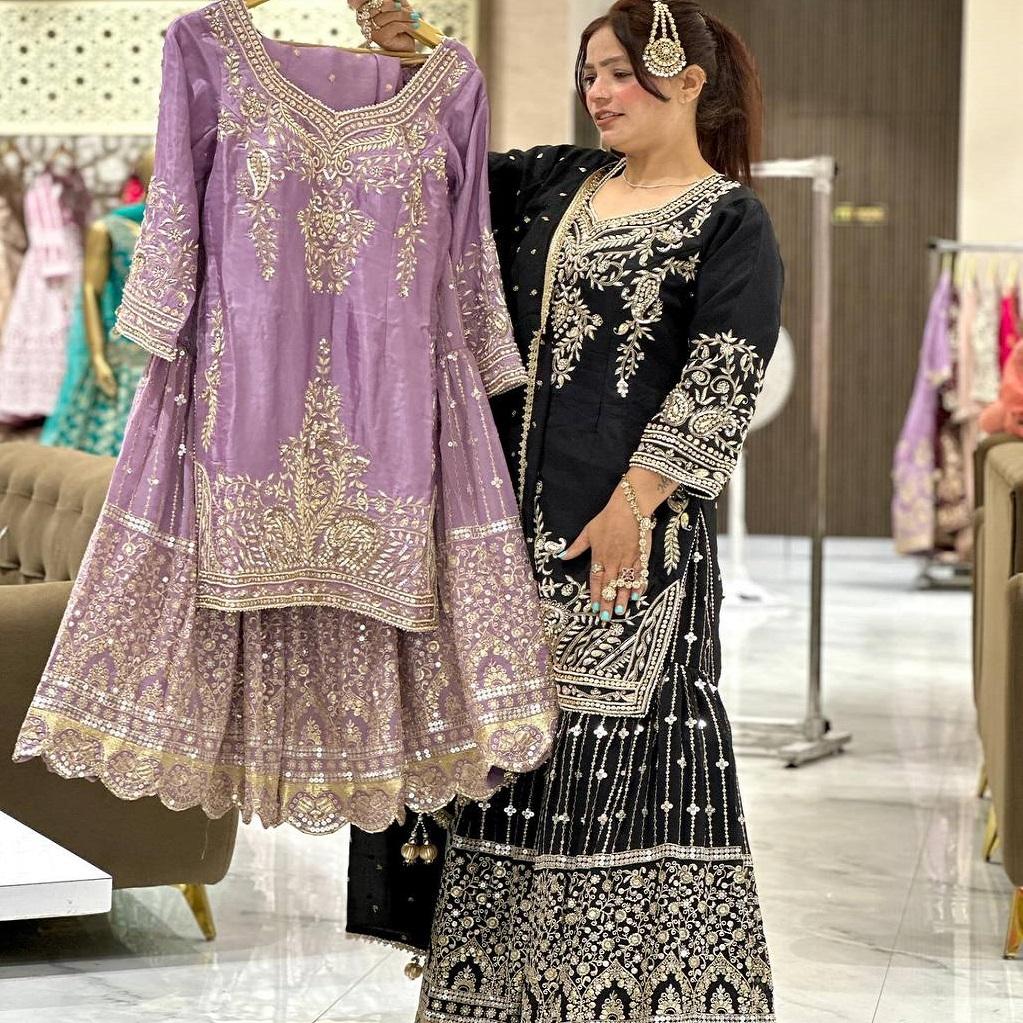 Purple Brocade Punjabi Dress Patterns Noor Purple Brocade Kurta