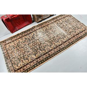 3.3x6.8 ft Vintage Rug, <b>Brown</b> Solid Turkish Rug <b>Wool</b> - Product Image 2