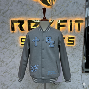 High Quality Custom Design Embroidered Wool and Silk Men's Jacket with <b>Covered</b> <b>Button</b> Closure versity jackets Lettermen jackets - Product Image 1