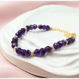 18K Gold Filled Amethyst <b>Bracelet</b> 925 Sterling Silver Jewelry with <b>Ball</b> Shape for Gift - Product Image 3