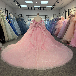 Robe de bal longue rose pailletée avec appliques de perles et cristaux, imprimé naturel, pour Quinceañera, idéale pour les jeunes filles de 16 ans (référence 1279) - Product Image 4