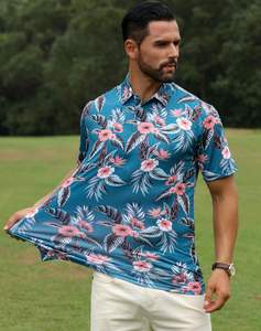 Polo de Golf de manga corta con estampado informal para hombre, tejido de punto elástico de secado rápido, transpirable, a rayas, Pakistán, para el verano - Product Image 5