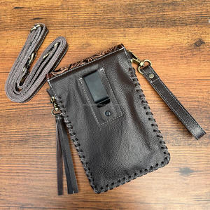 New Hand Tooled <b>Leather</b> Wristlet Crossbody Mobile Bag Cowhide <b>Leather</b> Cellphone Holster <b>Pouch</b> Bag Waist <b>Belt</b> Clip Case for Women - Product Image 6
