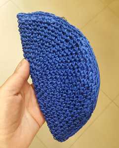 Sac de paille jaune d'été vintage pour femmes, fait à la main, sac à main en forme d'éventail au crochet coloré, sacs à main personnalisés en raphia d'été - Product Image 4