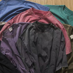 Camiseta personalizada con lavado ácido de gran tamaño Vintage 4XL Jersey de peso pesado Hombro caído Patrón liso Camiseta de algodón en blanco - Product Image 3