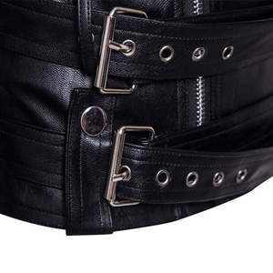 <b>Men's</b> Biker Slim Fit Stand Collar <b>Corduroy</b> Bomber <b>Jacket</b> Genuine Fish Leather Premium Leather Waterproof Breathable Winter - Product Image 2