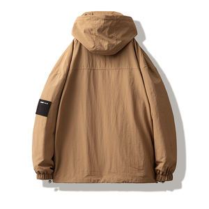 เสื้อกันลมกันน้ำสำหรับผู้ชายเสื้อแจ็คเก็ตมีฮู้ดโพลีเอสเตอร์สีพื้นสำหรับเดินเขากลางแจ้งดีไซน์แฟชั่น - Product Image 6