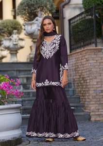 Ltaetst Evergreen Designer Outfit Modern Style Heavy Chinon Kurti Pant & Dupatta With Heavy Broderie Work World Wide Exportateur - Product Image 2