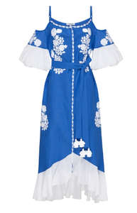 Personnalisé Brodé Floral Design Froid Manches Genou Longueur Robe Courte Pour Les Femmes - Product Image 2