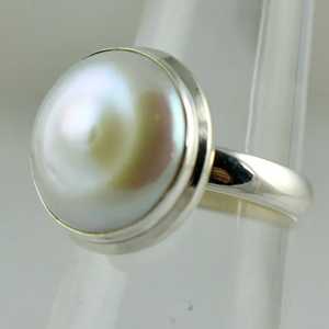 Handmade 925 Sterling <b>Silver</b> Coin Pearl <b>Ring</b> Freshwater <b>Statement</b> Promise Jewelry Gift for Her Anniversary - Product Image 4